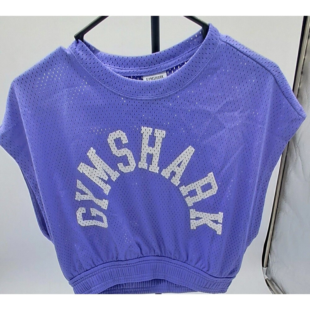 Gymshark Mesh Graphic Crop Top Women's Medium Purple Elastic